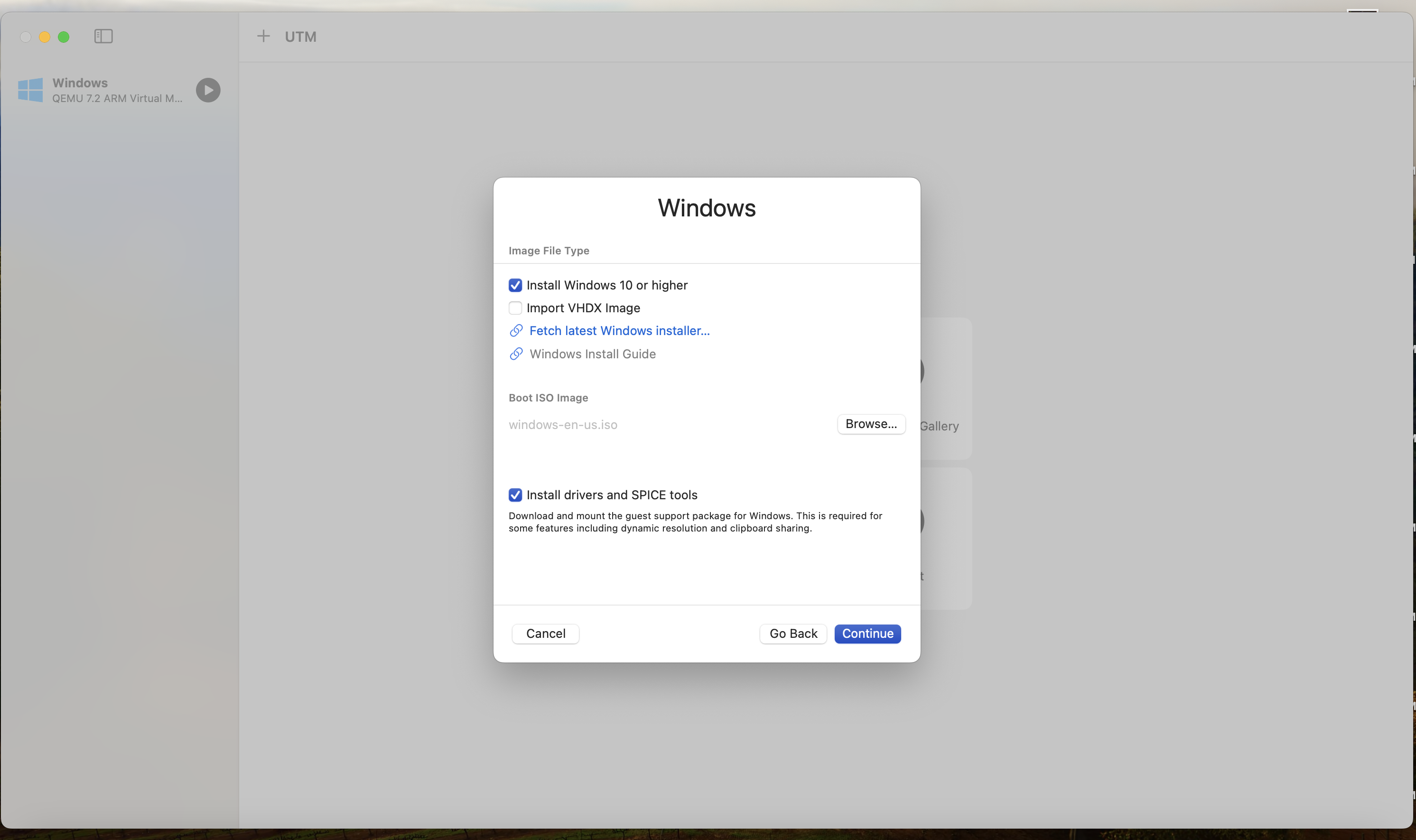 Choose ISO image