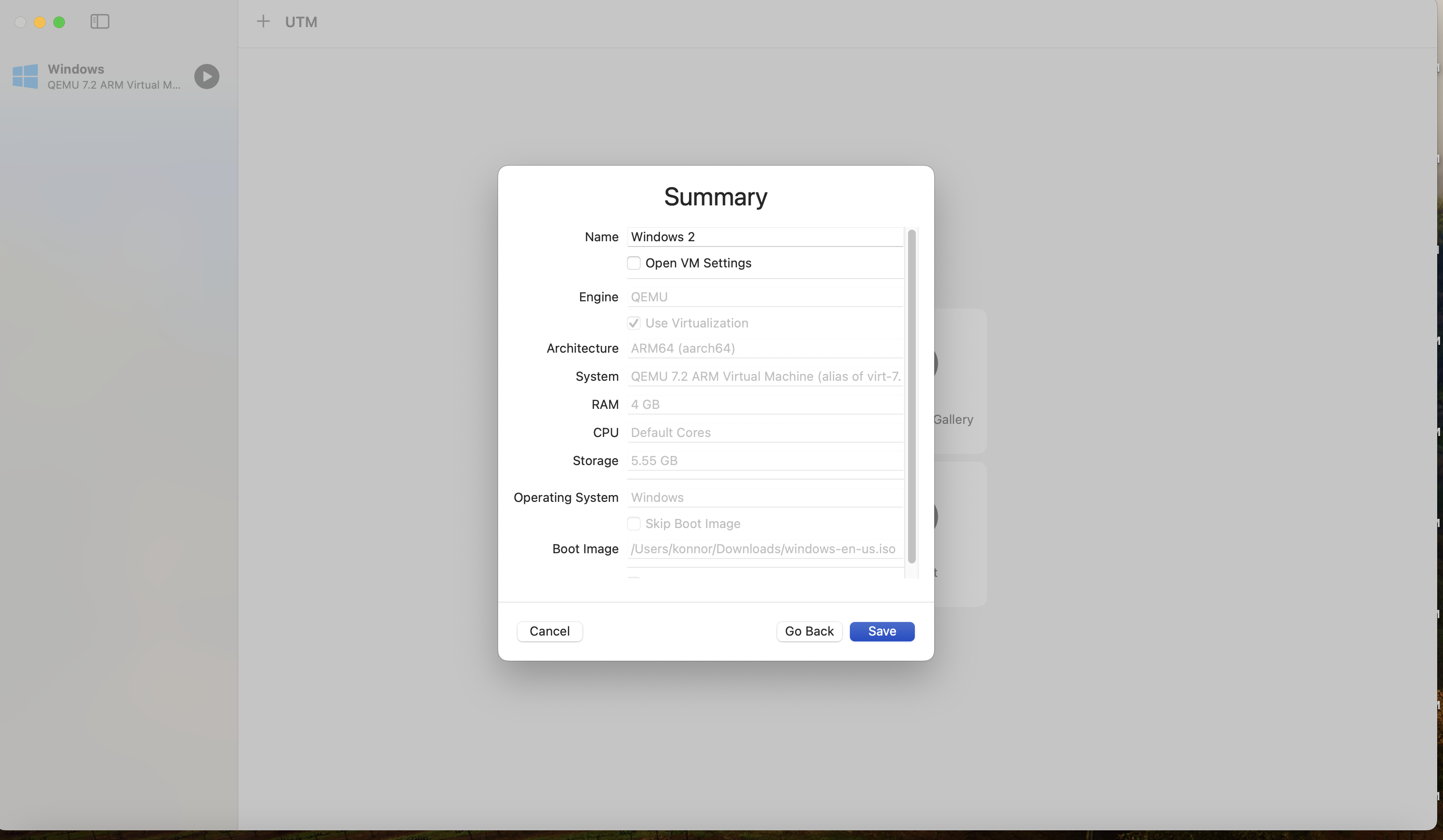 Picture of summary screen